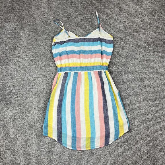 Splendid x Gray Malin Dress Womens Small Striped Button Pockets Linen Coastal - Picture 2 of 8